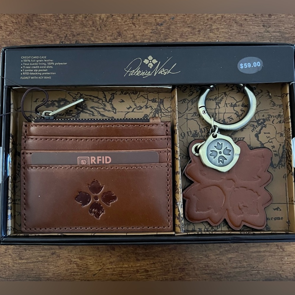 Patricia Nash leather RFID Credit Card holder and key chain.